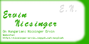 ervin nicsinger business card